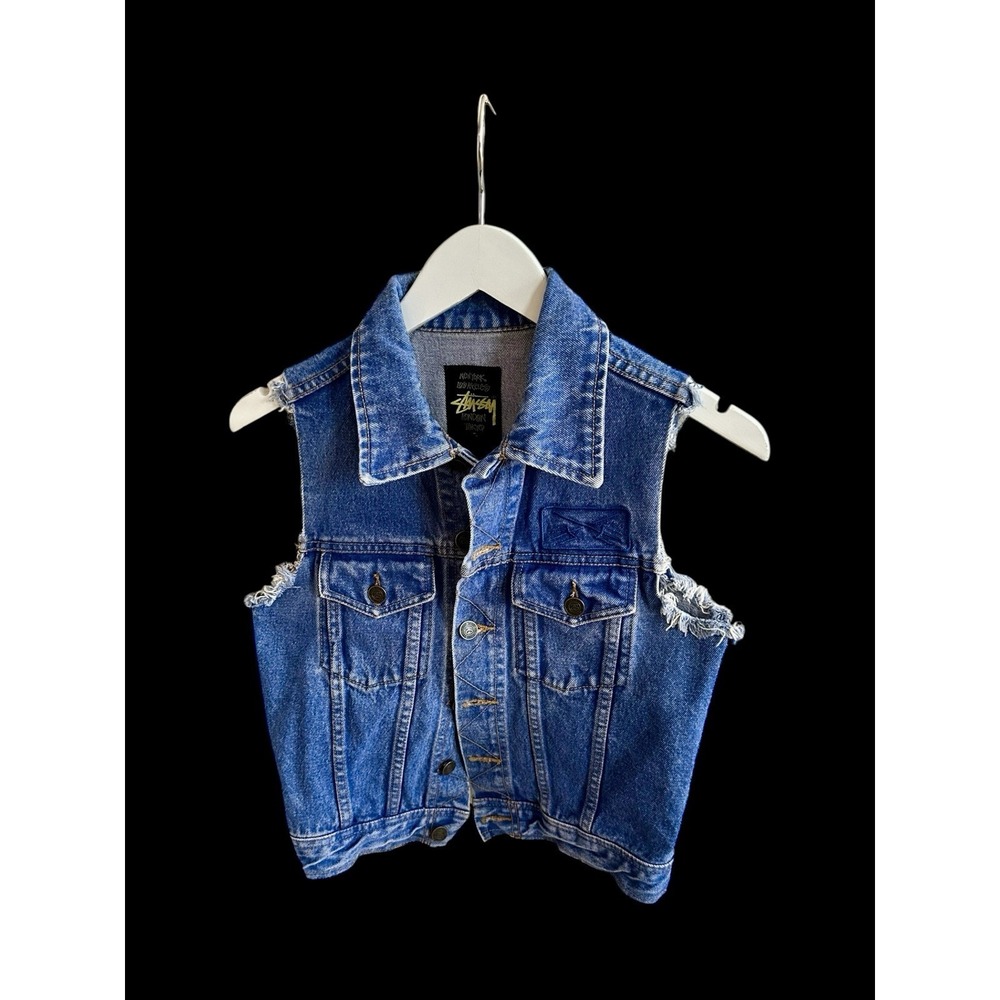 Stussy Womens Denim Vest Sz Small Streetwear 90's Embroidered Y2K